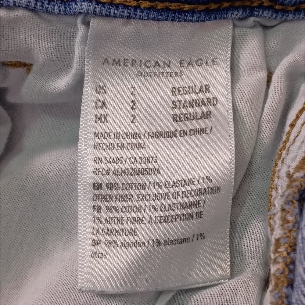 American Eagle Mom Jeans Womens 2 Regular Blue Stretch High Rise Tapered Denim - Picture 4 of 16